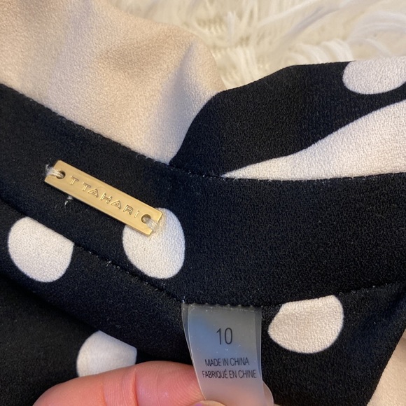 T TAHARI | Bloomingdale’s Polkadot Pleated Midi Dress women’s 10 - Picture 7 of 9